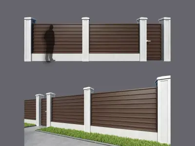 Fence made of corrugated board 5 options 3D model