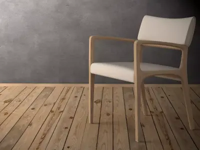 Anna two armchairs with wooden frame 3D model