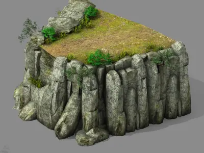 Explore the mountains - the cliff 02 3D model