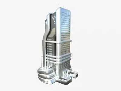 SciFi Building A08 Metallic - Sci Fi Exterior Design Low-poly 3D model