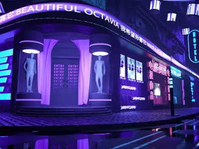 Sci-fi neon city 3D model