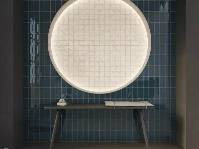 Dark Blue Glossy Geometric Wall Tile 3D Model Texture