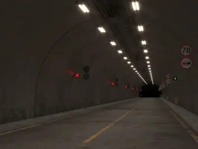 Impressive Highway Tunnel Low-poly 3D model