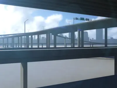 Freeway Collection highway bridge with different views 3D Model Pack