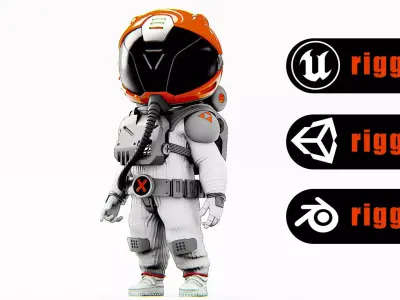 TOON ASTRONAUT F-C Rigged for Unreal Engine - Unity - MIXAMO  3D model