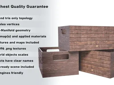 X8 Medieval Wooden Assets Package PBR Low-poly 3D model