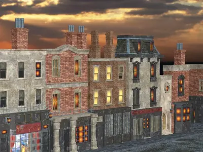 London Victorian Era Street Environment For Blender 3D Model Low-poly 3D model