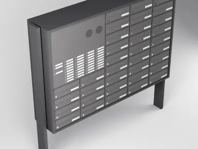 Simple Mailbox System Array Mailboxes Low-poly 3D model