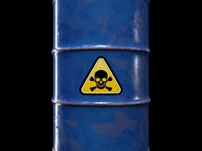 Damage Blue Barrel Low-poly 3D model