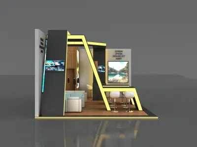 Booth Exhibition Stand Stall 8x5m Height 360 cm 2 Side Open 3D model