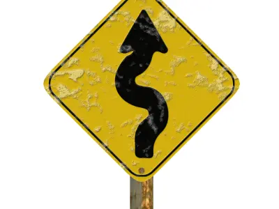 Warning For Curves Traffic Sign 3D model