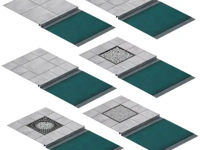 Pavement curb path tile 3D model