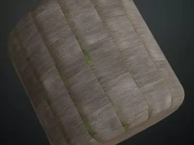 Weathered Grey Wood Planks with Moss Texture