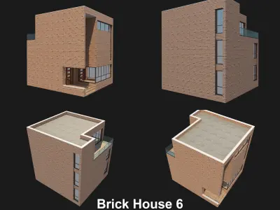 4 Brick Houses Set 2 3D model