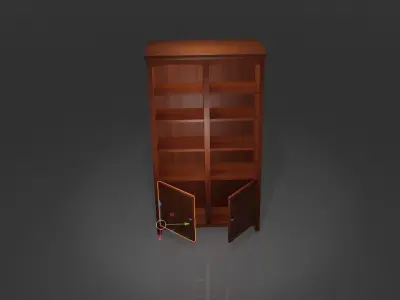 Bookcase with Door Low-poly 3D model