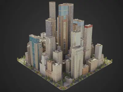 Realistic City S7 MAYA Low-poly 3D model