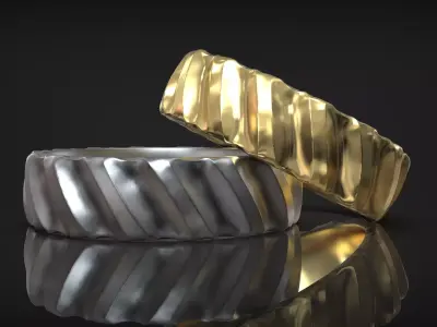 Abstract Textured Pattern Hammered Wedding Band 3D print model