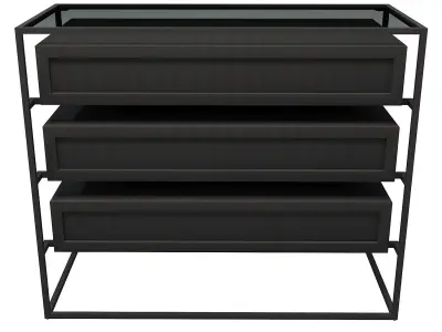 Black dresser with a glass top lyle with a beauty flaw 3D model