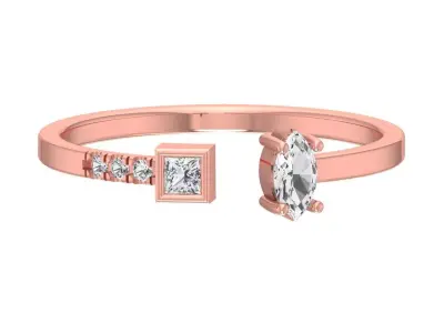 Solitaire Women Light Weight Princess Marquise stone Band Ring 3D print model