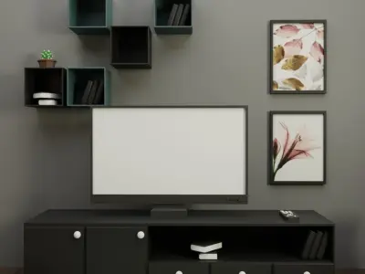 Cartoon Style Living Room Low-poly 3D model