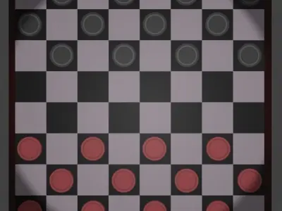 Checkers Board With Checkers Low-poly 3D model