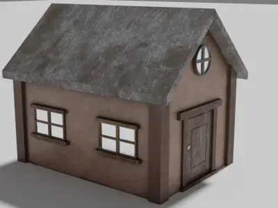 Small LowPoly Dirty house model  Low-poly 3D model