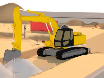 Construction site Low-poly 3D model
