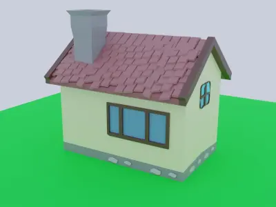 low-poly home house with roof Low-poly 3D model