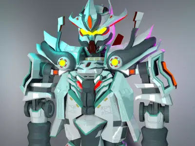 Hard Surface Robot Mecha Rigged Low-poly 3D model