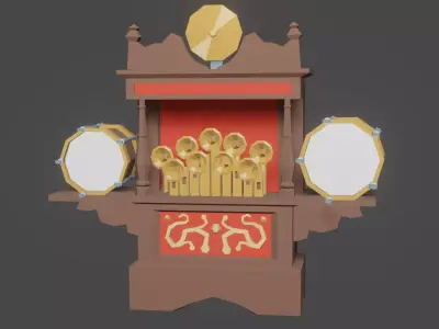 Street organ Low-poly 3D model
