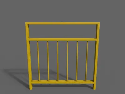 PBR Pedestrian Guard Rail Yellow V4 Low-poly 3D model