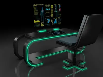 Sci Fi Table And Chair 3D model purchase