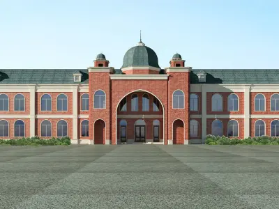 brick building  Low-poly 3D model