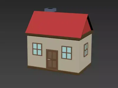 House Low Poly door with four panels Low-poly 3D model