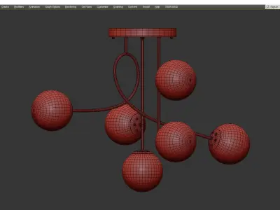 Modern 6 Heads Chandelier Low-poly 3D model