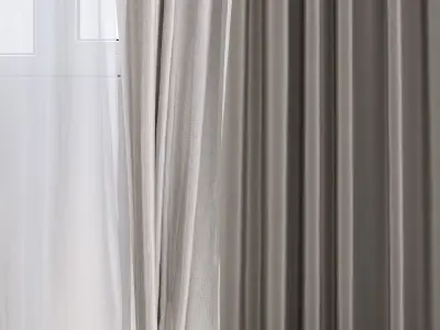 Curtain and tulle in the wind No 1 3D model