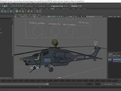  Mi-28 Havoc Russian Attack Helicopter Rigged for Maya 