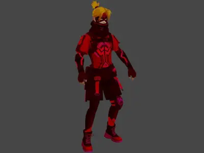 Cyber X character outfit Low-poly 3D model