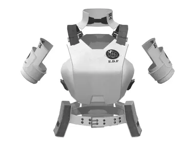 Female Sci-Fi Tactical Bulletproof Vest Ammunition Belt Set Low-poly 3D model