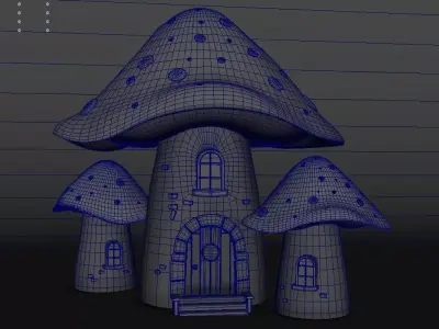 3D Mushroom Environment Low-poly 3D model