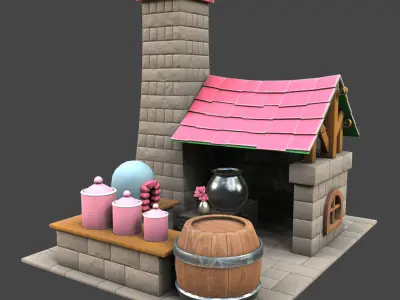 house baker low poly 3d model Low-poly 3D model