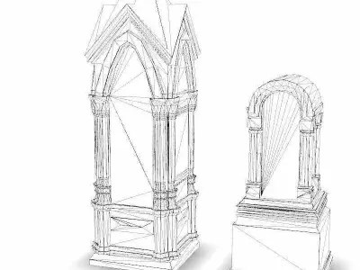 Tombstones - 5 Low-poly 3D model