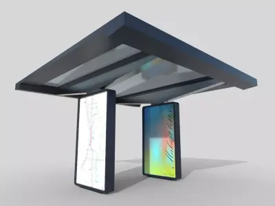 Bus Shelter 07 Low-poly 3D model