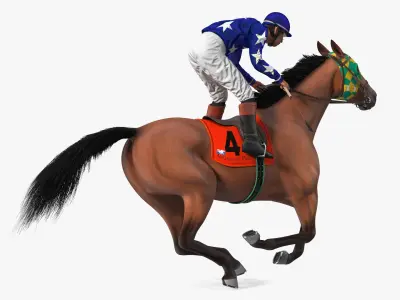  Bay Racing Horse with Jokey Gallop 