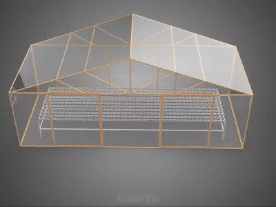 TRANSPARENT GREENHOUSE GARDEN NFT GROWING TABLE HYDROPONIC PLANT 3D model