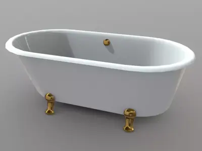 Bathtube bathtub with gold legs Low-poly 3D model