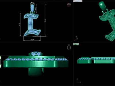 Tattoo fonts L alphabet pendent 3D print model
