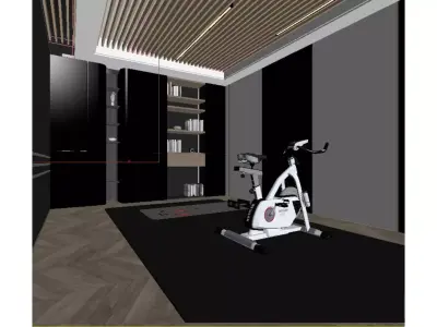 Modern luxury style home fitness area 3D model
