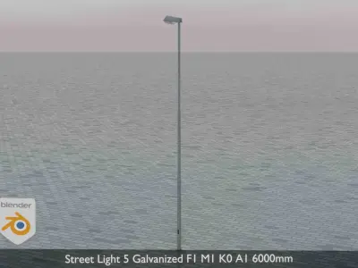 Street Light 5 Galvanized F1 M1 K0 A1 6000mm  Low-poly 3D model