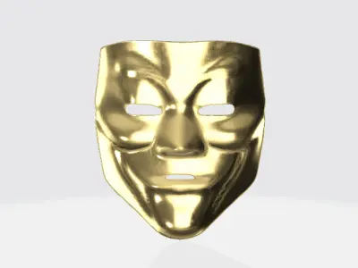 Golden Guy Fawkes Mask Low-poly 3D model
